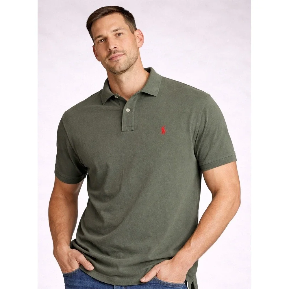 Polo Ralph Lauren Polo Shirt‎ Mens XL Green Red Pony Short Sleeve Cotton
